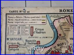 Rare carte affiche scolaire Rome Antique et Gaule Romaine chez Hatier