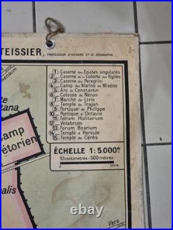 Rare carte affiche scolaire Rome Antique et Gaule Romaine chez Hatier