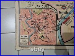Rare carte affiche scolaire Rome Antique et Gaule Romaine chez Hatier