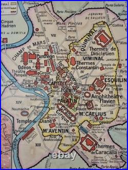 Rare carte affiche scolaire Rome Antique et Gaule Romaine chez Hatier