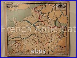 Rare carte scolaire Lablache France Canaux 6 Colin rue Mézières fleuve rivière