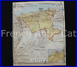 Rare carte vintage Département Alger Politique Physique Lablache 1,21 m Colonie