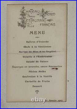 Rare ensemble de menus anciens BelleÉpoque France & Monaco (1901-1907)