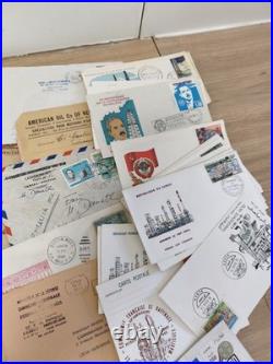 Rare lot ancien lettres philatéliques pétrole, enveloppes timbrées vintage