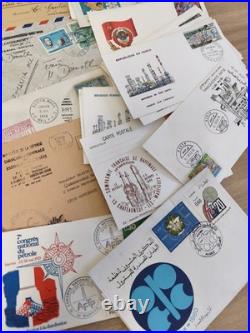 Rare lot ancien lettres philatéliques pétrole, enveloppes timbrées vintage