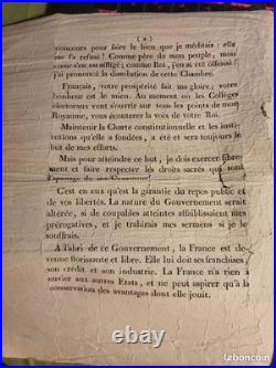 Rare proclamation du roi Charles X de juin 1830 menant à Révolution de juillet