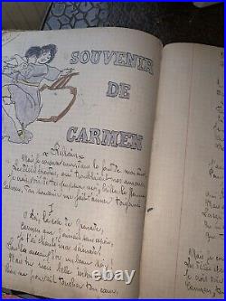 Rare recueil carnet chants et dessins soldat poilu classe 1910 terminé à Verdun