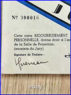 Raymond QUENEAU Carte de membre autographe FESTIVAL DE CANNES 1952