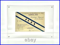 Raymond QUENEAU Carte de membre autographe FESTIVAL DE CANNES 1952