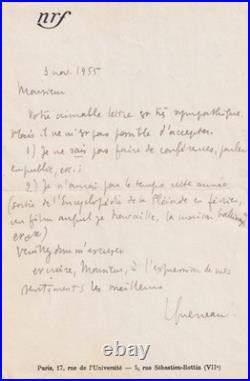 Raymond QUENEAU Lettre autographe signée Pléiade Gallimard