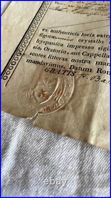 Religiosa Papier 1835 Bulle Papale/pontificale Attestation/certificat Relique
