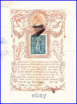 Religiosa Vieux Papier 1823 Acte Apostolique Alma Domo Lauretana Relique