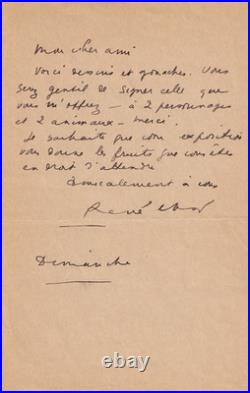 René CHAR Lettre autographe signée Surréalisme Mario Prassinos