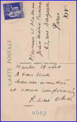René CHAR, belle carte postale autographe depuis Maubec