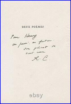 René Char Paul Éluard Deux Poèmes 1960 Eo Tirage Unique À 400ex Avec Envoi Signé