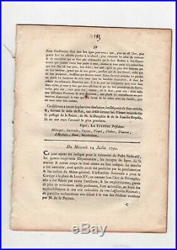 Révolution / Procès-verbal De La Fête De La Fédération (14 Juillet 1790) / Paris