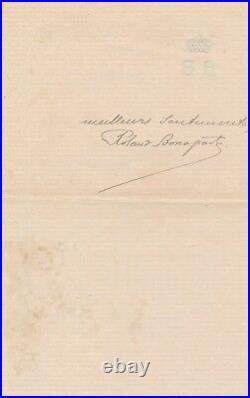 Roland Napoléon BONAPARTE botanique Lettre autographe signée oreille Mozart
