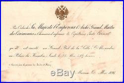 Russie. Invitation Bal de la Salle St Alexandre. Kremlin. 1896. Sadi Carnot