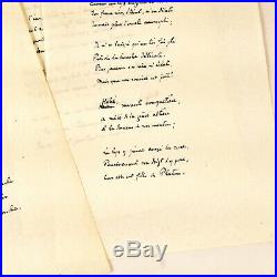 SULLY PRUDHOMME 5 poèmes manuscrits inédits 1890 + envoi autographe signé
