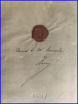 Signature autographe et cachet de cire de Henri V de France, comte de Chambord