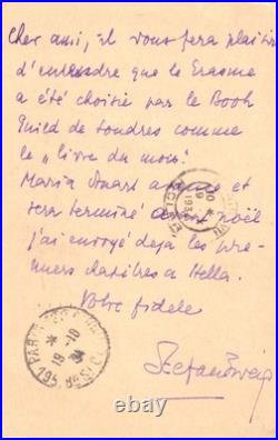 Stefan ZWEIG, rare carte-lettre depuis son exil à Londres Grasset 1934