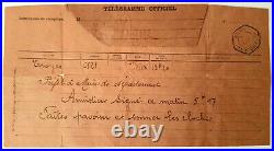 TELEGRAMME du Préfet de TROYES pour ARMISTICE du 11 Novembre 1918