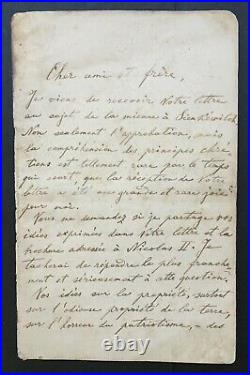 TOLSTOÏ Léon Exceptionnelle lettre signée Chrétienté et propriété 1908