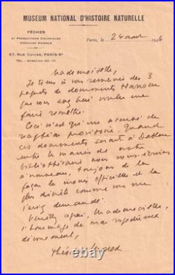 Théodore MONOD Lettre autographe signée Museum d'Histoire Naturelle Dakar 1946