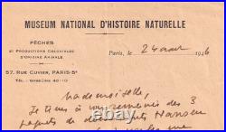 Théodore MONOD Lettre autographe signée Museum d'Histoire Naturelle Dakar 1946