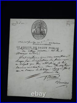 Theodore VERNIER lettre signée COMITE DE SALUT PUBLIC POISSON 1794