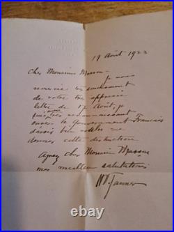 Tres Rare Lettre Manuscrite Et Signee Henry Ossawa TANNER 1923 Autographe