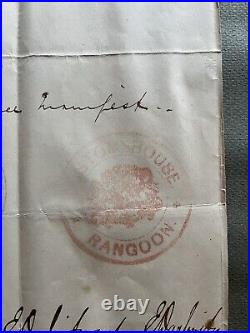 Très rare document Vieux papier Certificat portuaire import export avec RANGOON