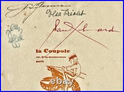 Unique Document Autographe, signé par ÉLUARD, ARAGON, Elsa TRIOLET
