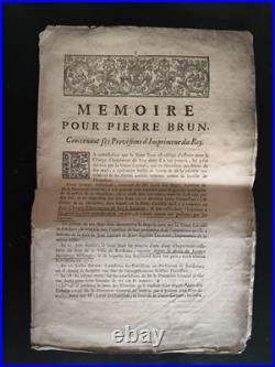 V. 1728 intéressant mémoire sur la charge d'imprimeur à Bordeaux (Gironde)