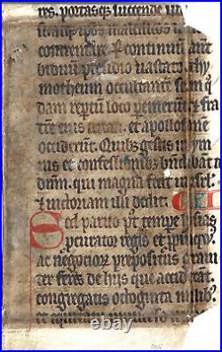 Vers 1270 Manuscrit gothique latin sur parchemin 2 Maccabbées lettrines