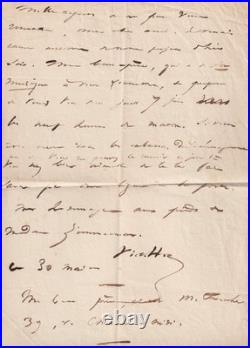 Victor HUGO Lettre du jeune Hugo à propos de son beau-père, époque Notre-Dame