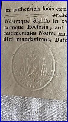 Vieux Papier 1847 Bulle Papale/pontificale Attestation/certificat Relique