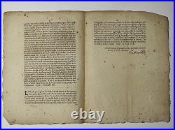 Vieux Papiers-Extrait des Registres du Conseil d'État 1646 signé Jacques Bordier