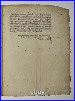 Vieux Papiers-Extrait des Registres du Conseil d'État 1646 signé Jacques Bordier