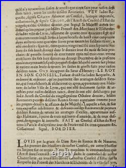 Vieux Papiers-Extrait des Registres du Conseil d'État 1646 signé Jacques Bordier