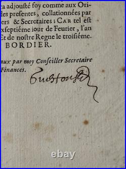 Vieux Papiers-Extrait des Registres du Conseil d'État 1646 signé Jacques Bordier
