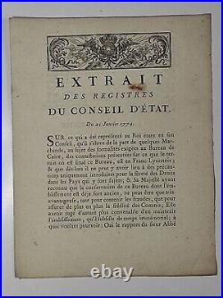 Vieux Papiers Extrait des Registres du Conseil d'état 1774