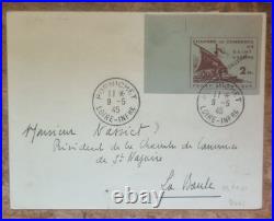 Vignette Chambre de commerce de Saint Nazaire 1945 sur lettre ayant voyagé