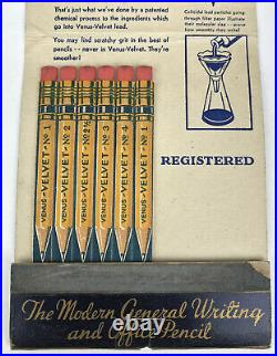 Vintage 1940'S Vénus Velours Crayons Géant Allumettes Avec / Matches Publicité