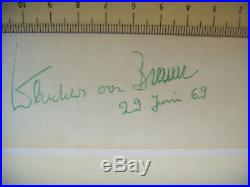 Wernher von Braun handsigned Autographe manuscrit carte ca 5 x 11 cm